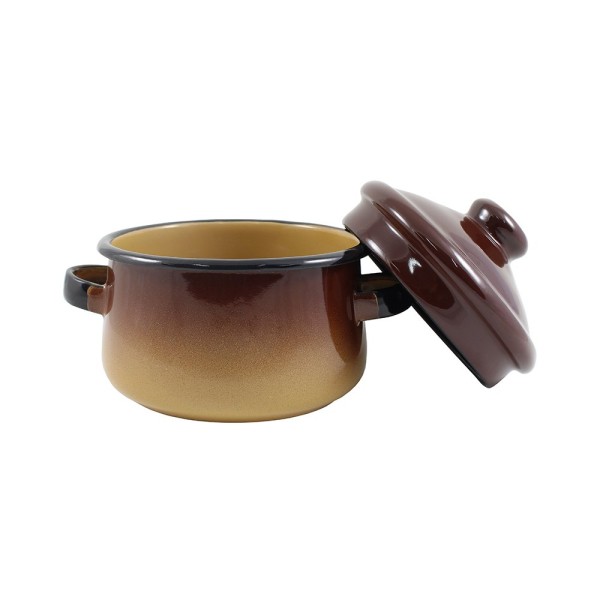 Encontraproduto.com.br - Mini Caçarola em Agata - 500 ML  - Marrom Bege - Indução
