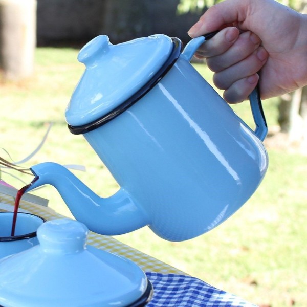 Encontraproduto.com.br - Caneca Grande Esmaltada Azul Claro 370 Ml Ewel