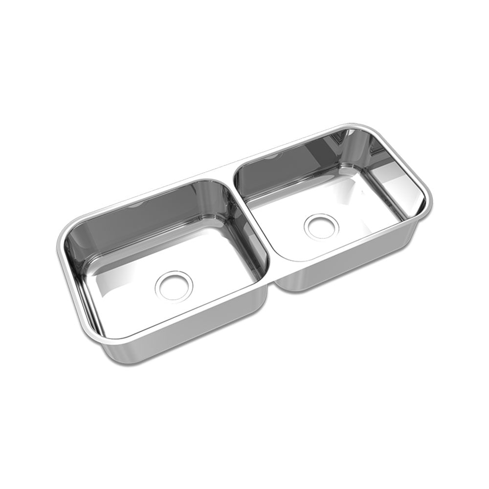 Cuba para Cozinha Dupla Retângular Inox Luxo 102,5x40x17cm 0,8mm Polida - CD50 - 01020404 - Mekal