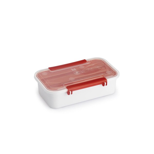 Encontraproduto.com.br - Pote Plástico Com Tampa Para Marmita Com Porta Talher 780ml