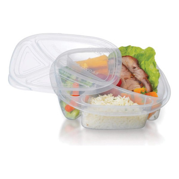 Encontraproduto.com.br - Pote Monterey Com 3 Divisórias 1,1L Plástico Transparente