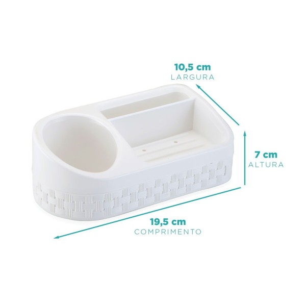 Encontraproduto.com.br - Porta Detergente/sabão/esponja Plástico Rattan C/base Nitron