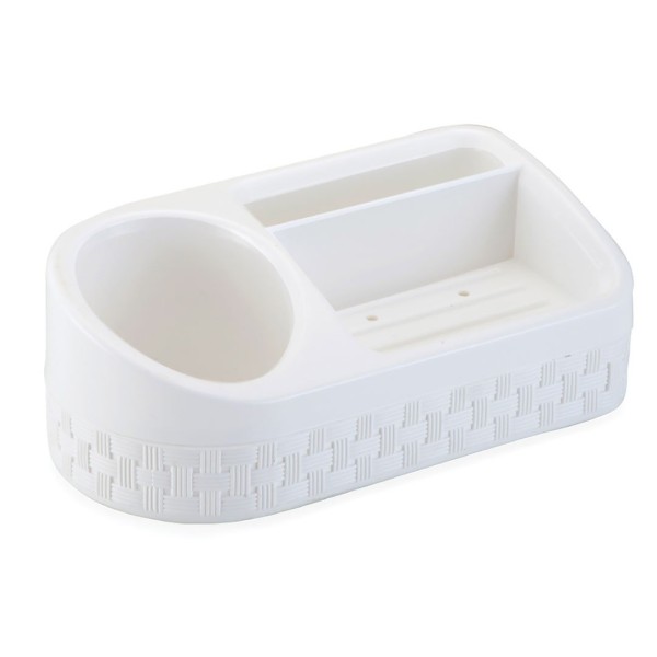 Encontraproduto.com.br - Porta Detergente/sabão/esponja Plástico Rattan C/base Nitron