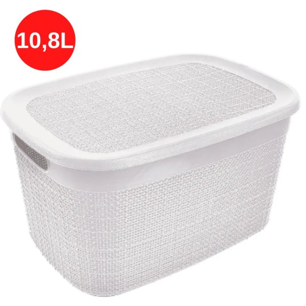 Encontraproduto.com.br - Cesto Juta Europa Branco Médio com Tampa 10,8 Litros Ref. 269 Nitron