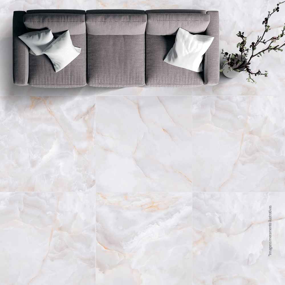 Encontraproduto.com.br - Porcelanato Onix Bianco Lux Retificado Polido 90x90 Biancogres