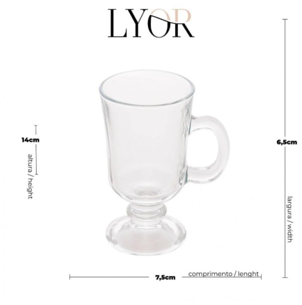 Encontraproduto.com.br - Jogo 6 Caneca Taça Cappuccino Café Irish Coffe 220ml - Lyor