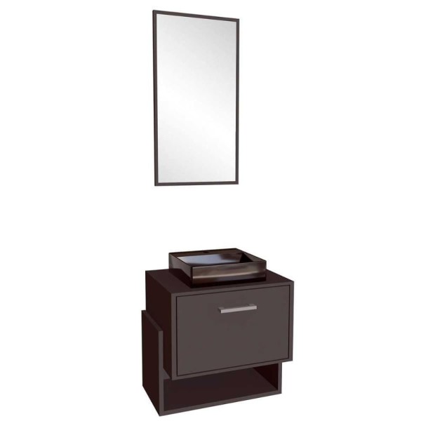 Kit De Banheiro Gabinete Suspenso Com Cuba Inclusa E Espelho Cor:grafite Grafite