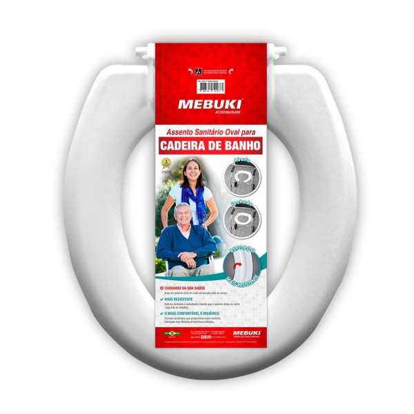 Encontraproduto.com.br - Assento Sanitário Oval Mebuki para Cadeira de Banho Fechado - unidade