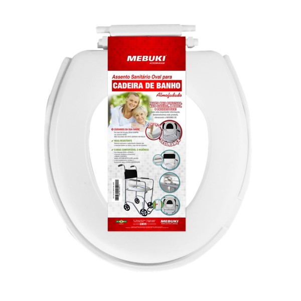 Encontraproduto.com.br - Assento Sanitário Mebuki para Cadeira de Banho Fechado Almofadado