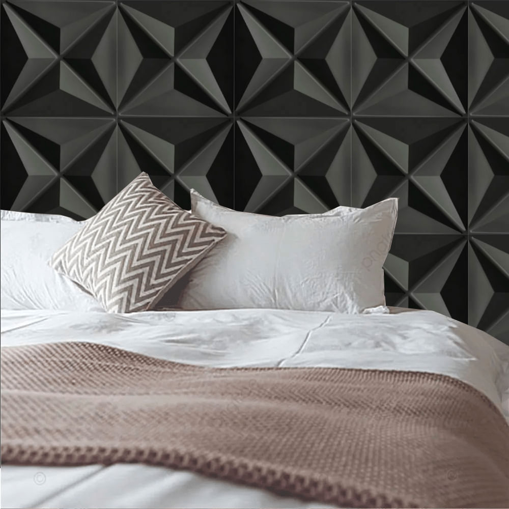 Encontraproduto.com.br - Painel Mebuki 3D 50X50 8Pc Estrelar Pt Fosco
