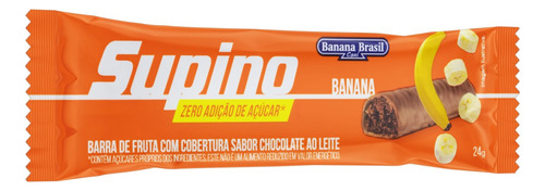 Barra de Frutas Supino Zero Açúcar Banana e Chocolate ao Leite 24g