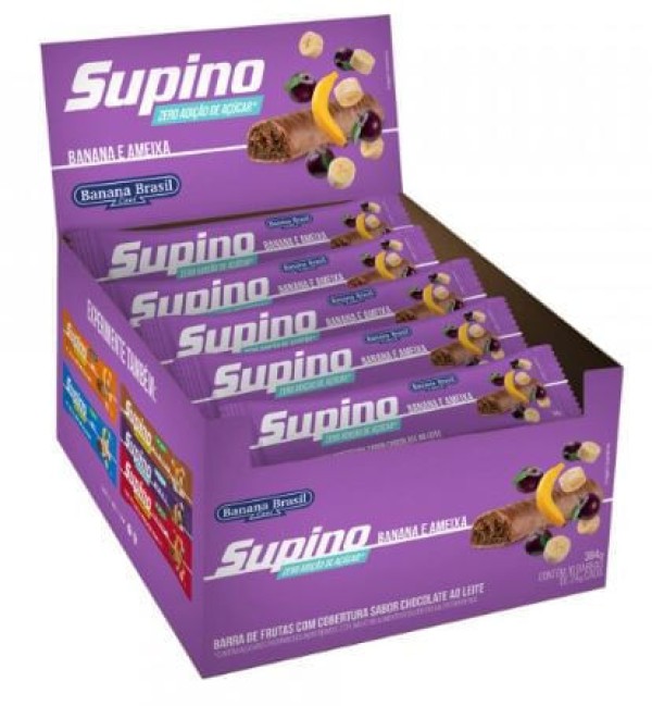 Encontraproduto.com.br - Barra de frutas com cobertura de chocolate sabor Banana e Ameixa Caixa com 16 unidades  - Supino