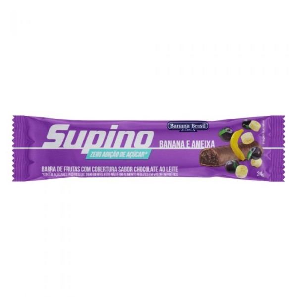 Encontraproduto.com.br - Barra de frutas com cobertura de chocolate sabor Banana e Ameixa Caixa com 16 unidades  - Supino
