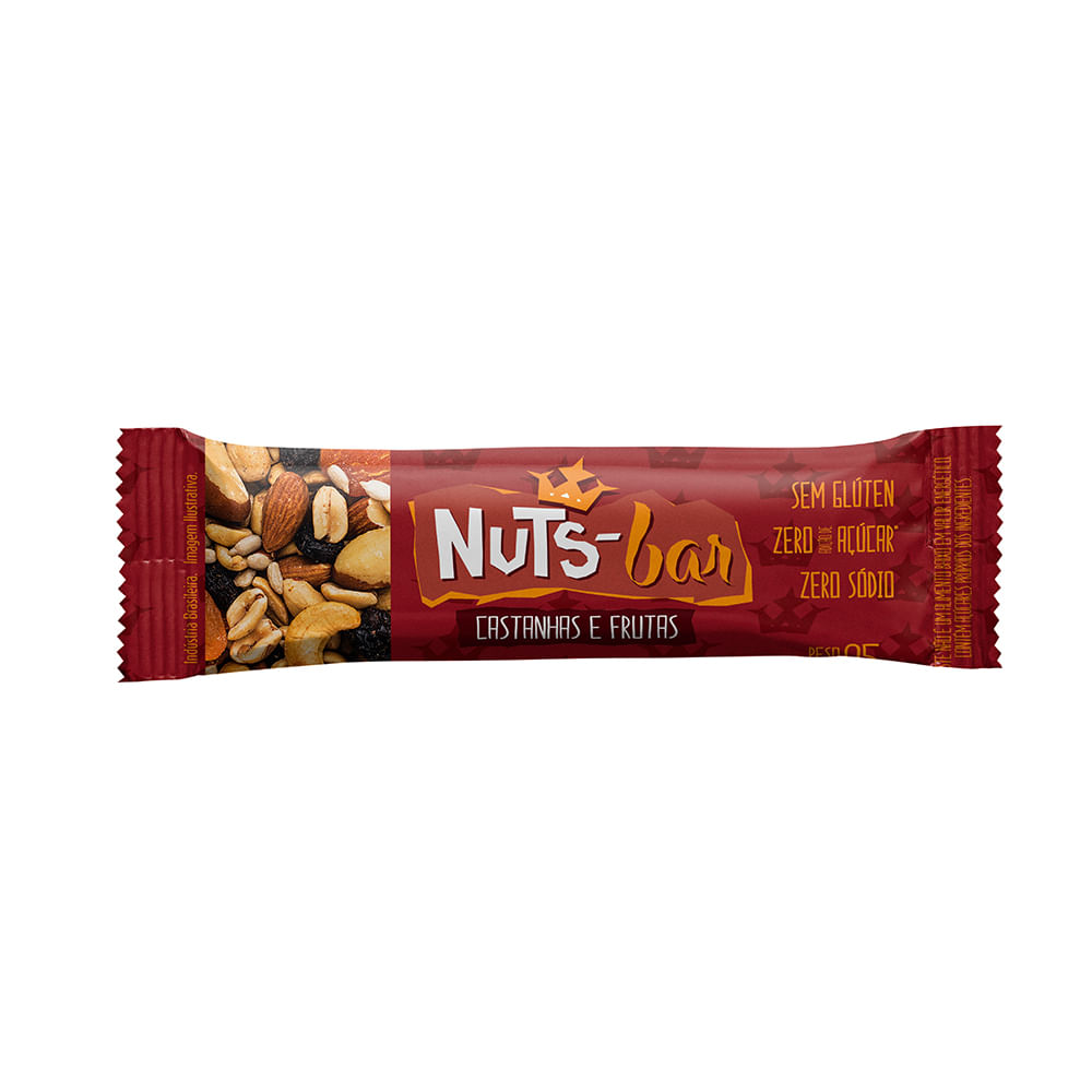 Encontraproduto.com.br - Barra de Nuts Zero Sódio sem Açúcar Sabor Castanhas, Amendoim e Frutas Secas Nutsbar 50g Pack 2 Unidades