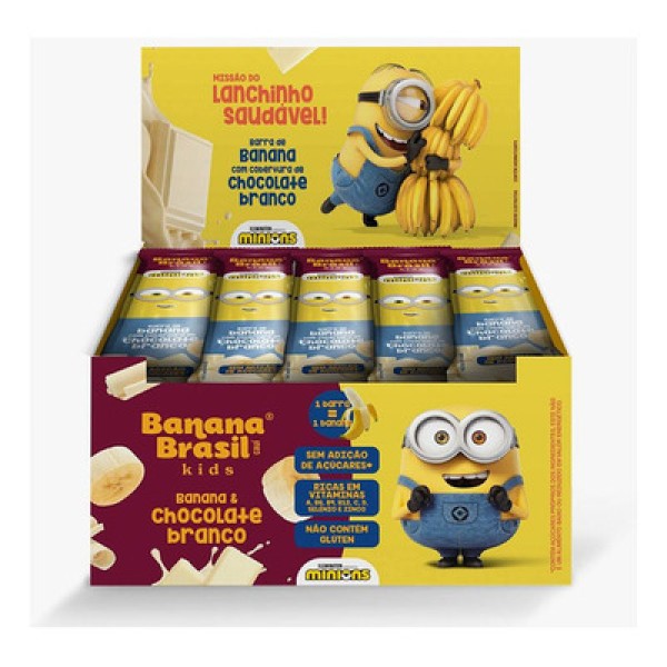 Encontraproduto.com.br - Barra De Banana Coberta Com Choc Branco Minions Sem Açúcar E Glúten Banana Brasil Contendo 20 Unidades