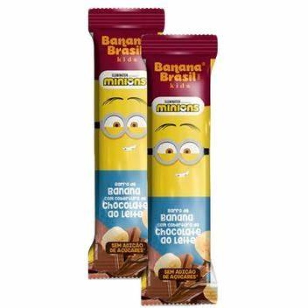 Encontraproduto.com.br - Barra Banana Brasil Kids Minions 22gr Banana Com Cobertura De Chocolate  Ao Leite