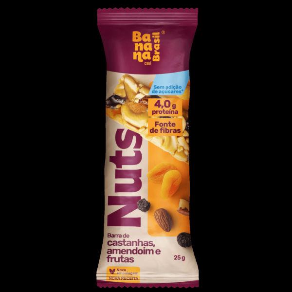 Barra De Nuts Banana Brasil Castanhas Amendoim E Frutas Vermelhas 50g