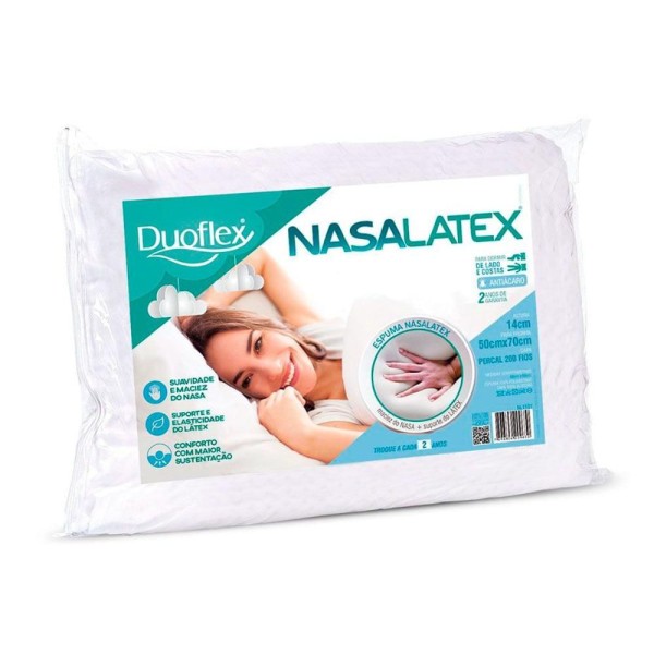 Encontraproduto.com.br - Travesseiro Látex Nasa Nl1101 C/ Capa Percal 200 Fios P/fronha (50x70) - Duoflex