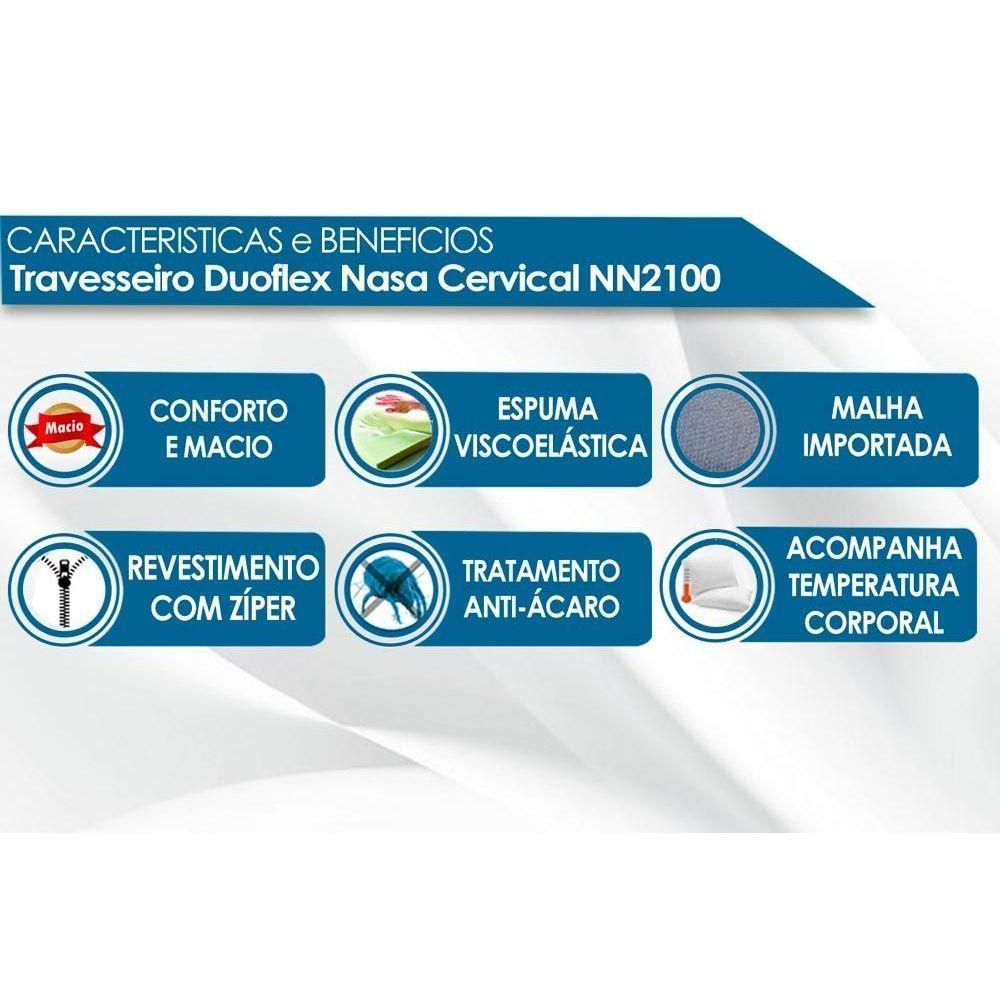 Encontraproduto.com.br - Travesseiro Viscoelástico Nasa Cervical Anatômico Nn2100 P/fronha (50x70) - Duoflex