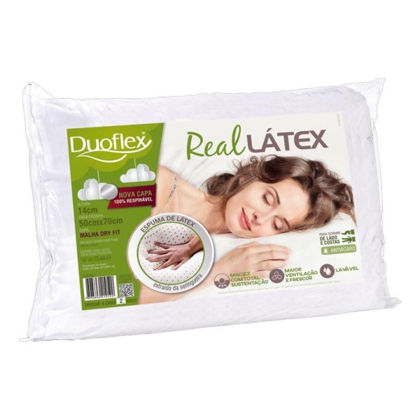 Encontraproduto.com.br - Travesseiro Látex Real Ls1104 C/ Capa Dry Fit P/fronha (50x70) - Duoflex