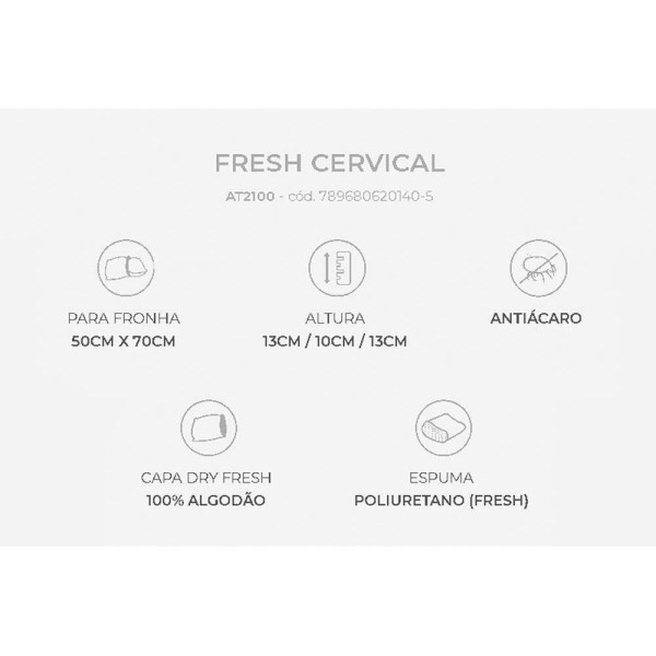 Encontraproduto.com.br - Travesseiro Espuma Aerada Fresh Cervical At2100 C/ Capa Dry Fresh P/fronha (50x70) - Duoflex