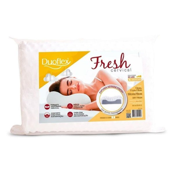 Encontraproduto.com.br - Travesseiro Espuma Aerada Fresh Cervical At2100 C/ Capa Dry Fresh P/fronha (50x70) - Duoflex