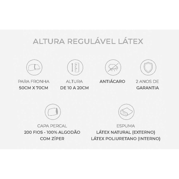 Encontraproduto.com.br - Travesseiro Látex Rl1103 Regulável P/fronha (50x70) - Duoflex