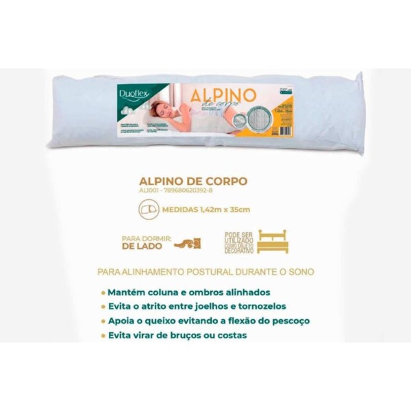 Encontraproduto.com.br - Travesseiro Espuma Alpino Anatômica Al1001 Capa Algodão 200 Fios C/ Zíper (142x35) - Duoflex