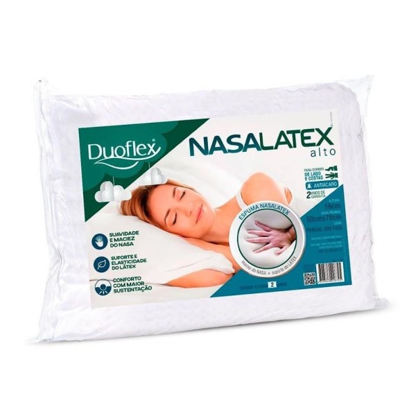 Encontraproduto.com.br - Travesseiro Látex Nasa Alto NL1100 c/ Capa de Algodão p/Fronha (50x70) - Duoflex