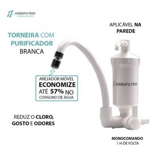Torneira Filtro de Parede Bica Móvel Branca Hidrofiltros