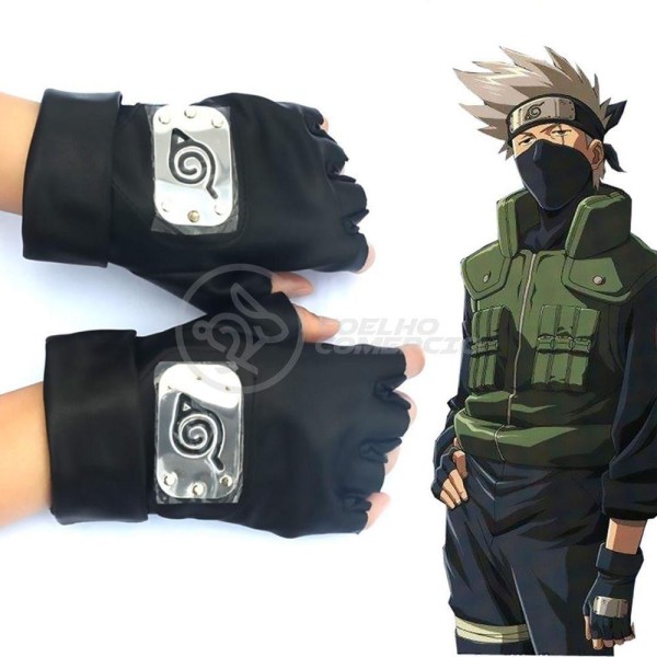 Encontraproduto.com.br - Luvas De Couro Kakashi Hatake Sensei Ninja Que Copia Naruto