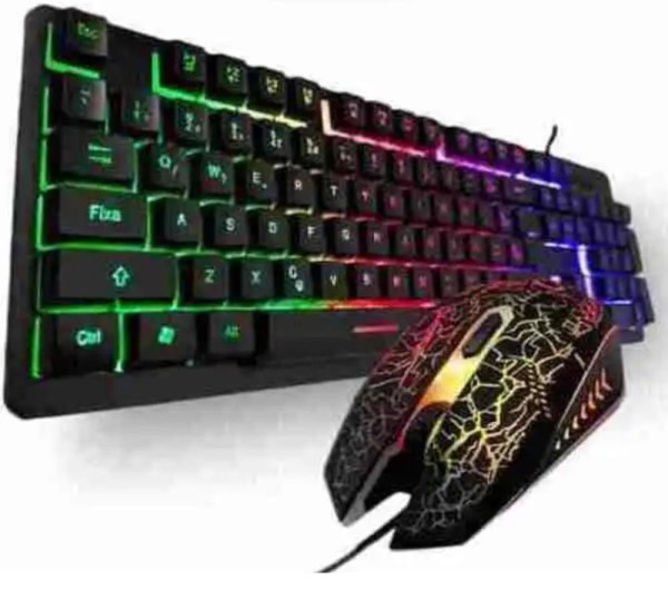 Encontraproduto.com.br - Kit Teclado Mouse Gamer Led Rgb Usb Abnt2 Multimidia Hk8900