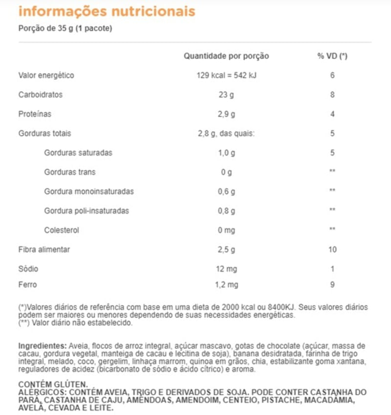 Encontraproduto.com.br - Mini Barras 100% Integral Banana e Cacau 35g - Da Magrinha