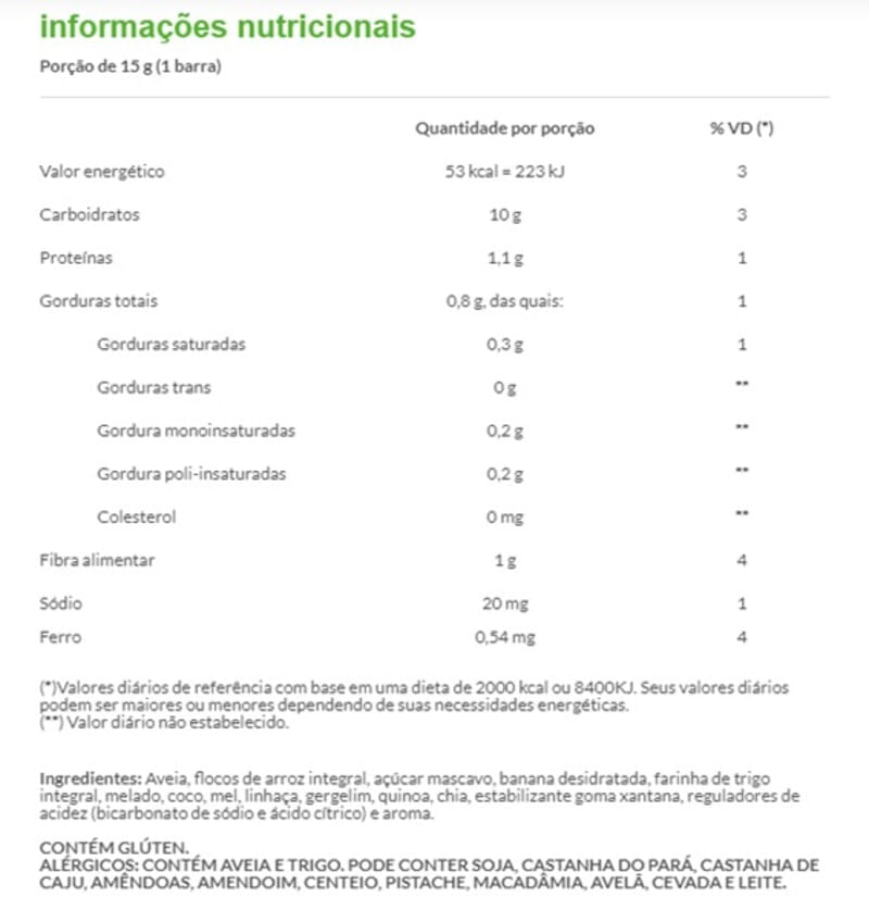 Barra Integral Banana Aveia Mel 45g x 3 - Da Magrinha