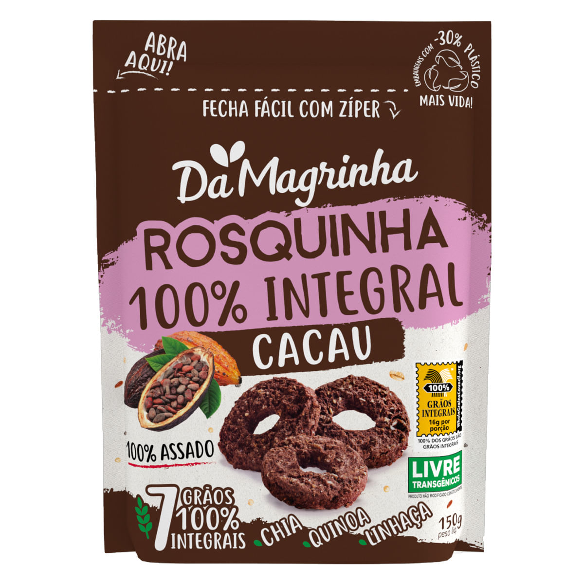 Rosquinha Magrinha 100% Integral 150gr Cacau