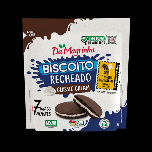 Biscoito DA MAGRINHA Recheado Classic Cream 7 Grãos Nobres 80g