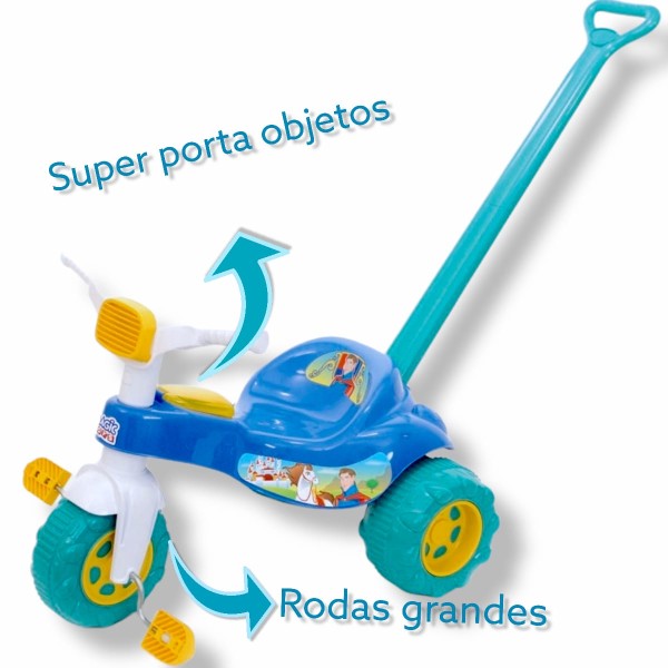 Encontraproduto.com.br - TICO-TICO VELOTROL INFANTIL TRICICLO PRINCIPE COM ALÇA