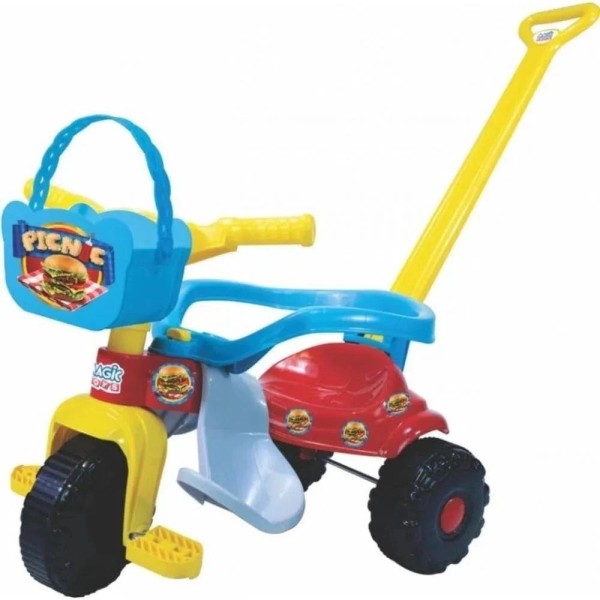 Encontraproduto.com.br - Triciclo Tico-Tico Pic-Nic Azul Com Aro Magic Toys 2565