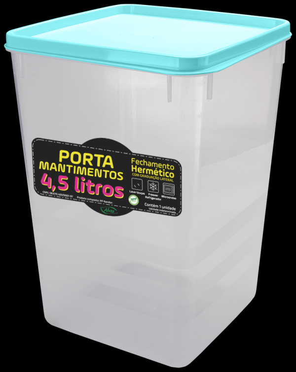 Encontraproduto.com.br - Pote Mantimento Hermético 4,5 Litros Preto Alves