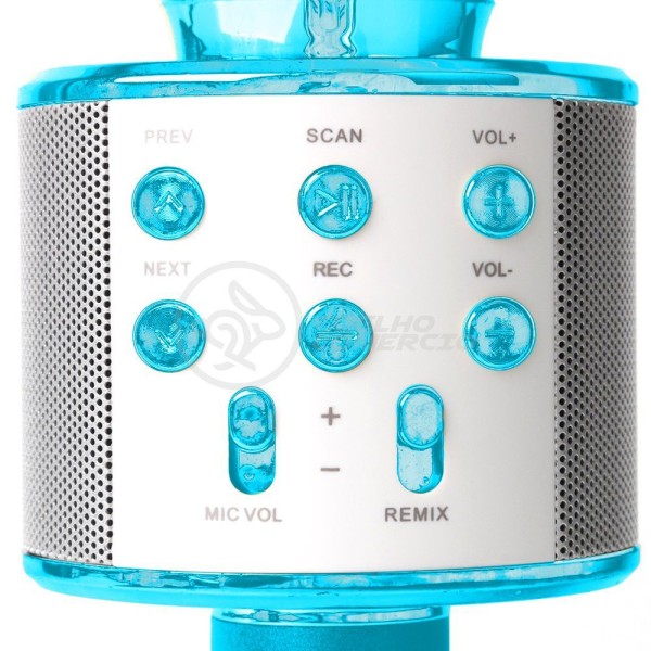 Encontraproduto.com.br - Microfone Bluetooth Wster Ws-858 S/Fio Mini Karaokê Azul
