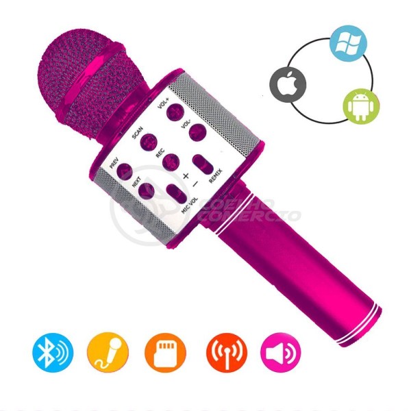Encontraproduto.com.br - Microfone Bluetooth Wster Ws-858 Sem Fio Karaokê Regarregáve