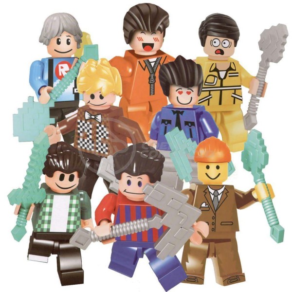 Encontraproduto.com.br - Kit 8 Brinquedo Boneco Bloco De Montar Roblox Colorido