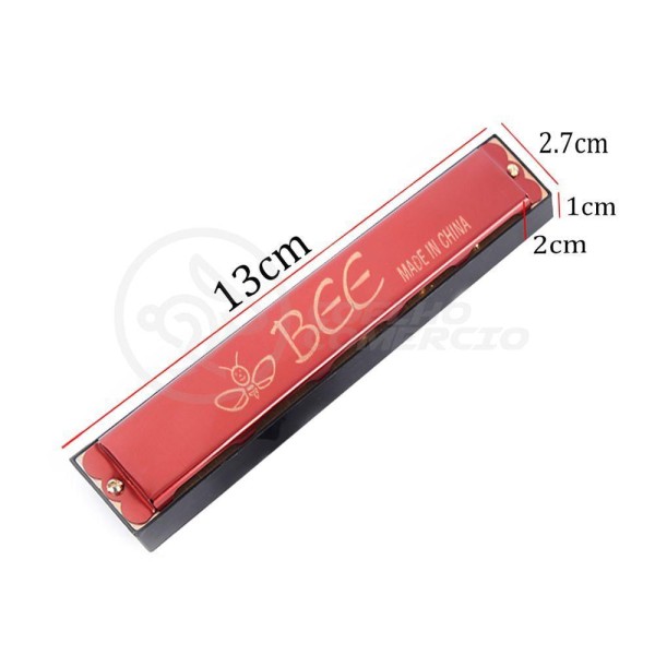 Encontraproduto.com.br - Gaita Harmônica De Boca Tom C Bee Diatônica 16 Furos Nº6 - Vermelha