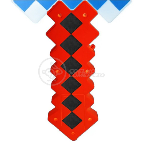 Encontraproduto.com.br - Brinquedo Espada Pixel Estilo Minecraft 58cm Diamante com Som e Luz à Pilha Cor:Azul;Tamanho:Único;Gênero:Masculino