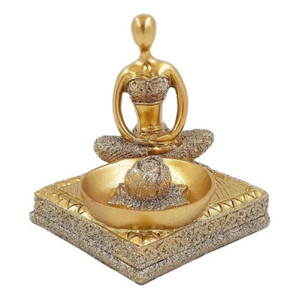 Encontraproduto.com.br - Porta Incenso Decorativo Yoga 7x7cm em Resina Martins & Martins