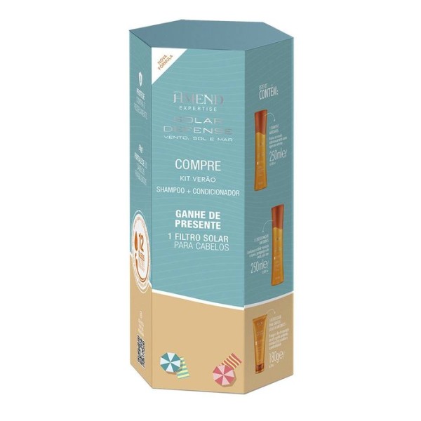 Encontraproduto.com.br - Kit Amend Solar Defense Anti Danos Shampoo 250ml + Condicionador 250ml + Grátis 1 Leave-in