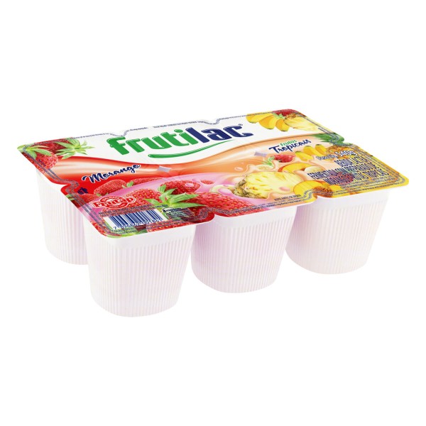Encontraproduto.com.br - Bebida Láctea Frutilac Morango e Frutas Tropicais Bandeja 540g com 6 Unidades