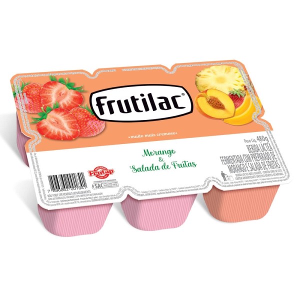 Encontraproduto.com.br - Bebida Láctea Frutilac Morango e Frutas Tropicais Bandeja 540g com 6 Unidades