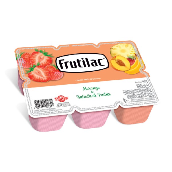 Encontraproduto.com.br - Bebida Láctea Frutilac Morango e Frutas Tropicais Bandeja 540g com 6 Unidades