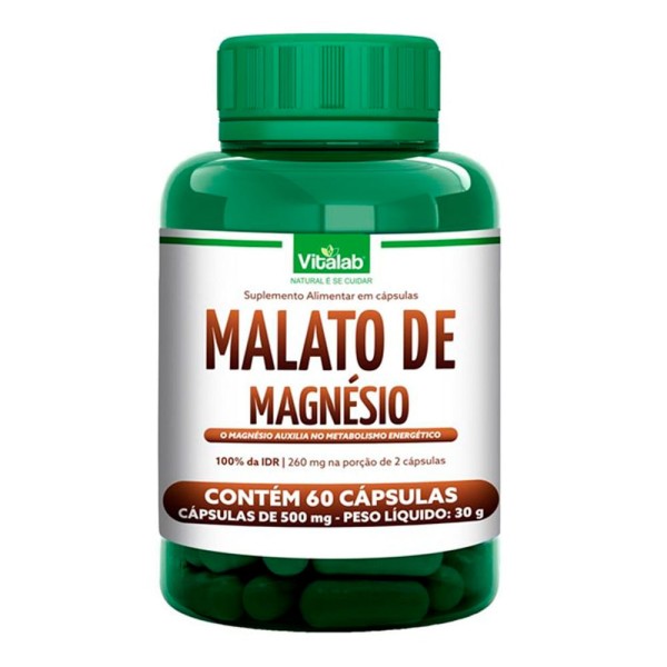 Encontraproduto.com.br - Malato de Magnésio Puro (500mg) 60 Cápsulas - Vitalab